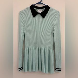 Elle dainty peplum with Peter Pan collar sweater. Mint color
